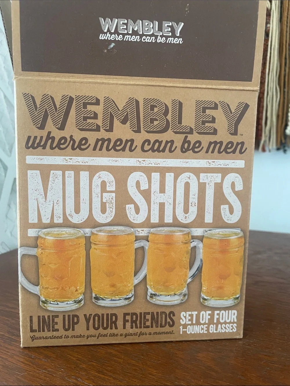 Wembley Clear Glass Mug Shot Mini Beer Mugs set of 4 new